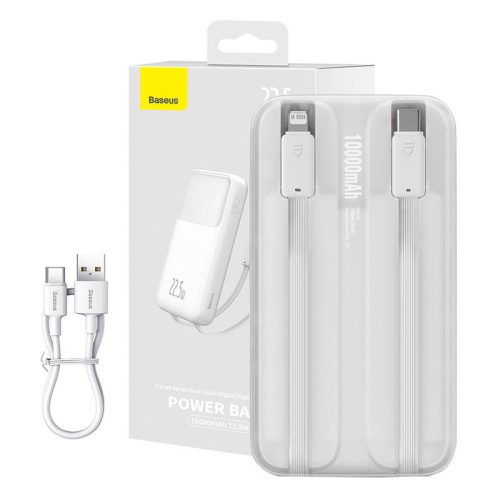 Baseus Powerbank Comet 10000mAh, USB - USB-C, villám, 22.5W (fehér)