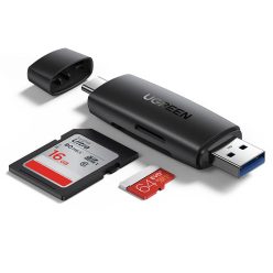   UGREEN CM304 USB + USB-C adapter SD + microSD kártyaolvasó (fekete)