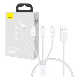   Baseus Superior Data Gyorstöltő USB - M+L+C, 3,5A, 0,5m (fehér)