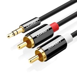   UGREEN AV116 kábel 3,5 mm-es Jack 2RCA-hoz (Cinch) 1 m (fekete)