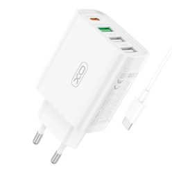   Fali töltő XO L120 1xUSB-C,20W ,1x USB-1, 18W kábellel USB-C (fehér)