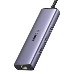   UGREEN 6 az 1-ben multifunkciós adapter USB-C - 3x USB A 3.0, HDMI, RJ45, PD