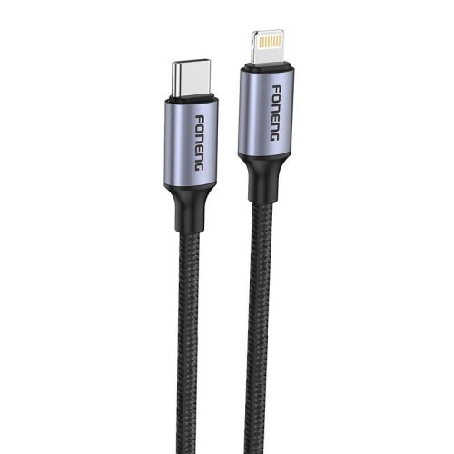 Foneng X95 Pletený kabel USB-C - Lightning s kovovou hlavou PD 20W 1,2 m (edý)