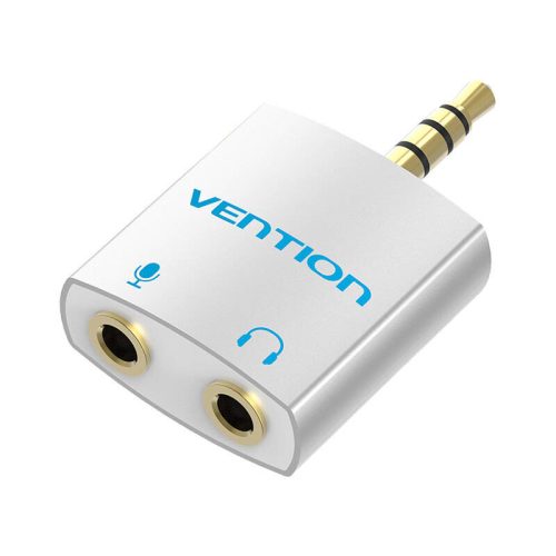 Adapter audio 4 pólusú 3,5 mm-es hímivarú 2x 3,5 mm-es női Vention BDBW0 ezüst