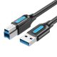 USB 3.0 A to B cable Vention COOBI 3m Black PVC