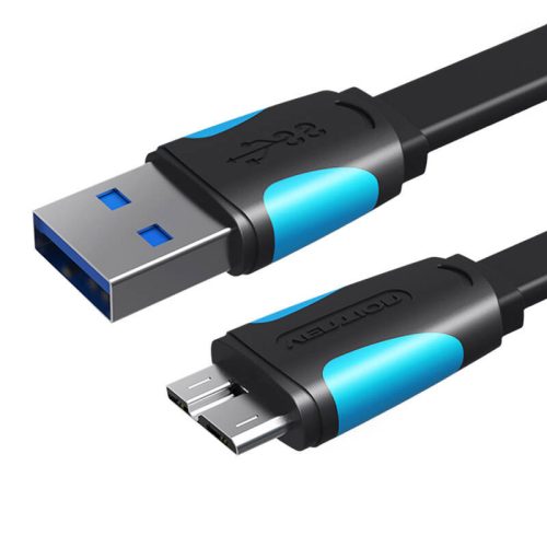 Flat USB 3.0 A to Micro-B cable Vention VAS-A12-B150 1.5m Black