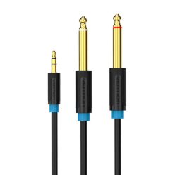 Audiokábel 3.5mm TRS 2x 6.35mm Vention BACBF 1m (fekete)