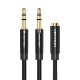 Audio kábel 2x 3,5mm férfi 3,5mm női Vention BBUBY 0,3m Fekete