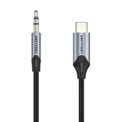   Audio kábel USB-C 3,5 mm-es mini jack csatlakozóhoz 1m fekete