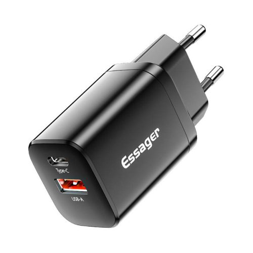 Fali töltő USB-C USB-A 30W Essager PD QC (fekete)