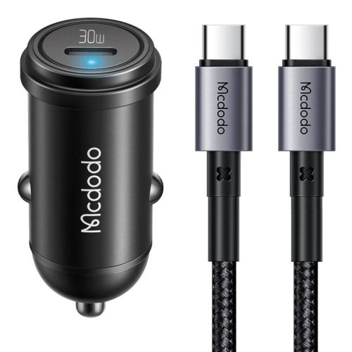 McDodo CC-7493 autós töltő kijelző, USB-C, 5A, 65 W USB-C kábel 1 m 100 W (fekete)