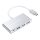 Lention 4in1 Hub USB-C to USB 3.0 + 2x USB 2.0 + USB-C (silver)