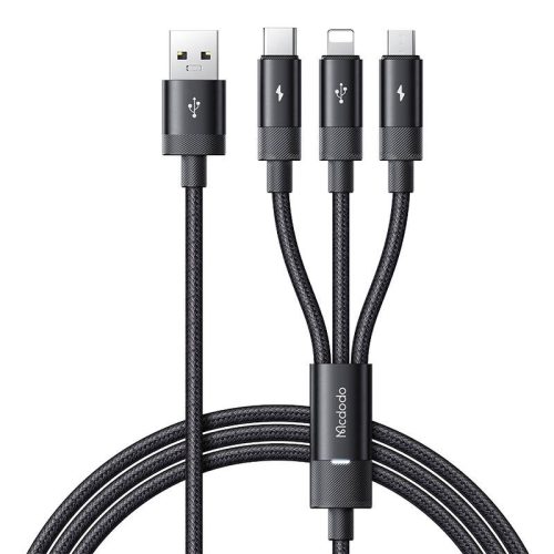 3in1 USB USB-C / Lightning / Micro USB kábel, Mcdodo CA-5790, 3.5A, 1.2m (fekete)