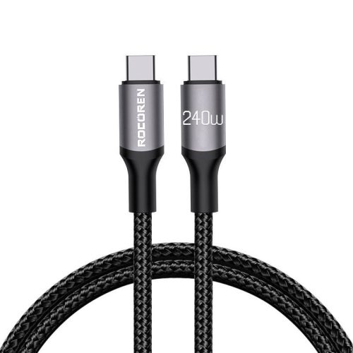 Gyorstöltő kábel Rocoren USB-C USB-C Retro sorozat 2m 240W (szürke)