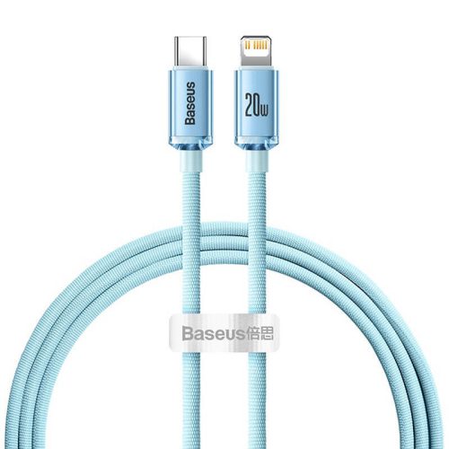 Kábel USB-C do iP Baseus Crystal Shine, 20W, 1.2m (niebieski)