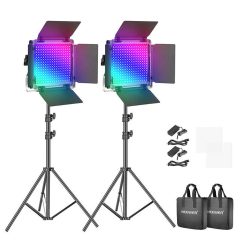   Neewer 660 PRO RGB LED studio set, two 50W 3200-5600K lamps + tripods + gates