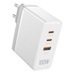   Fali töltő, Vention, FEGW0-EU, 2xUSB-C, USB- A, 100W/100W/30W, GaN (fehér)