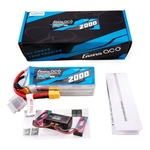 Gens ász 2000mAh 22.8V 60C 6S1P nagyfeszültségű Lipo akkumulátor csomag XT60 dugóval