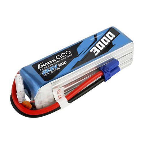 Gens ász 3000mAh 22.2V 60C 6S1P Lipo akkumulátor csomag EC5 dugóval