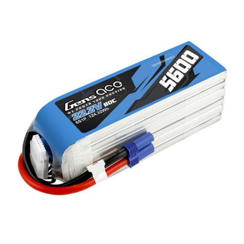 Gens ace 5600mAh 80C 22.2V 6S1P Lipo Battery Pack with EC5 plug