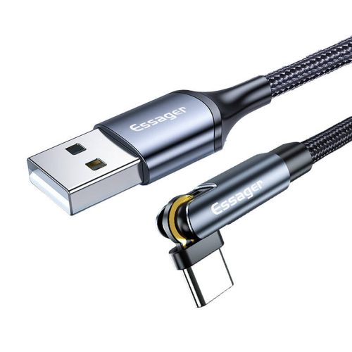 USB-A 3in1 kábel, Essager, EXCCXT-WX0G, USB-C/Lightning/Micro, 15W, 1m (szürke)