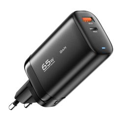   Fali töltő, Essager, ECTAC-MYB01-Z, GaN, USB-C, USB-A, 65W (fekete)