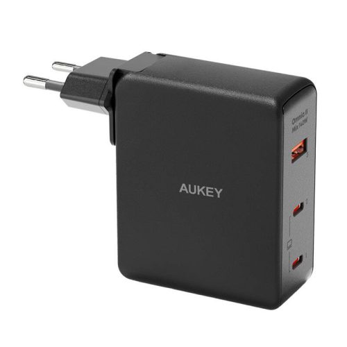 Fali töltő Aukey PA-B7O, 1xUSB-A, 2xUSB-C, 140W GaN (fekete)