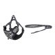 Dogness cat leash+harness walking set (black and white)