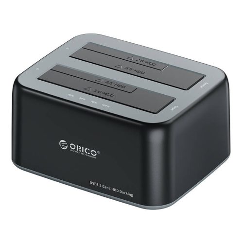 Orico dokkolóállomás 2,5" / 3,5" HDD / SSD, 5Gbps, USB-A-ról USB-B-re, klónozási funkcióval (fekete)