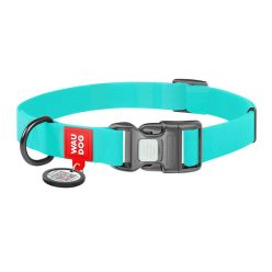   Luminous waterproof dog collar with QR code Waudog size L turquoise