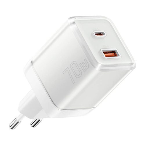 Fali töltő Yueqi 70W GaN USB-C USB-A (fehér)