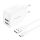 Foneng EU53 2xUSB-A, 2.4A network charger (White) + USB-C cable