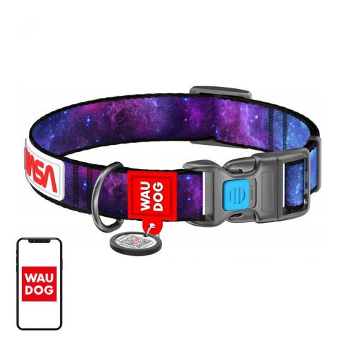 Waudog nylon nyakörv QR kóddal "NASA21", XL méret