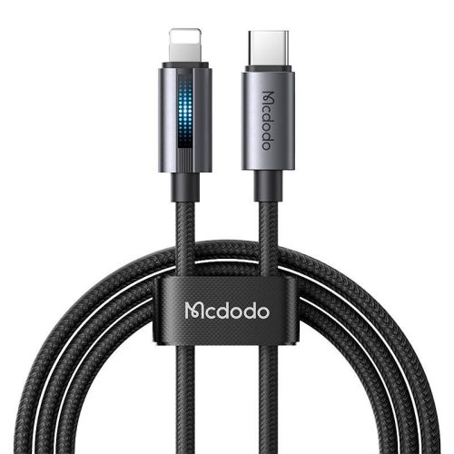 Mcdodo CA-5710 USB-C Lightning kábel 36W villogó fény 1.2m (fekete)