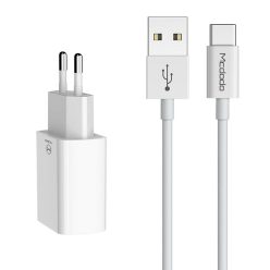   Mcdodo USB kettős töltő CH-6721 (EU) Type-C 1m utazási szett (fehér)