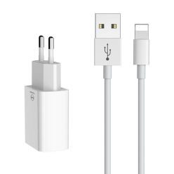   Kettős USB töltő Mcdodo CH-6720 (EU) Lightning 1m utazási szett (fehér)