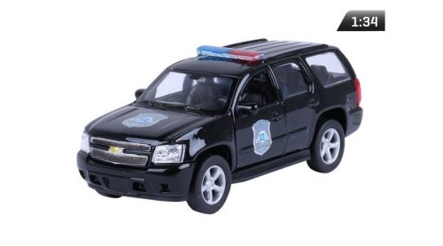 Makett autó, 1:34, 2008 Chevrolet Tahoe rendőrségi, fekete