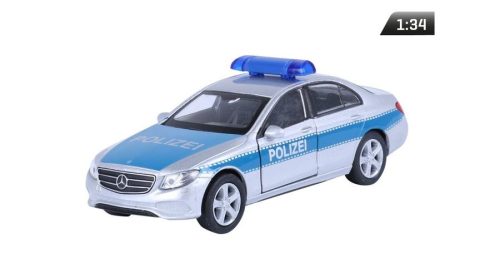 Makett autó, 1:34, 2016 Mercedes-Benz E-osztály rendőrségi, ezüst (A83891)