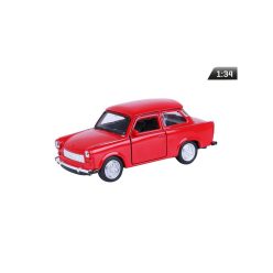 Makett autó, 1:34, PRL 601 Trabant, piros