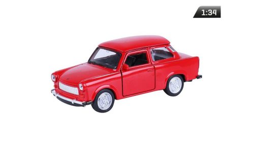 Makett autó, 1:34, PRL 601 Trabant, piros