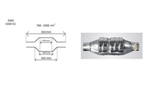 Univerzális kerek kerámiabetétes katalizátor, Ø55mm, 700-2500 cm³, EURO2