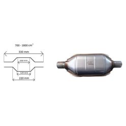   Univerzális ovál kerámiabetétes katalizátor, Ø45mm, 700-1600 cm³, EURO6