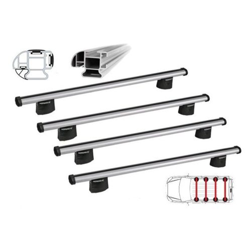 Ford Transit VAN L3H2 / L3H3 / L4H2 / L4H3 2014 - most - Nordrive tetőcsomagtartó (alu)